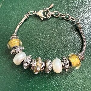 Pandora Silver and Gold Charm Bracelet